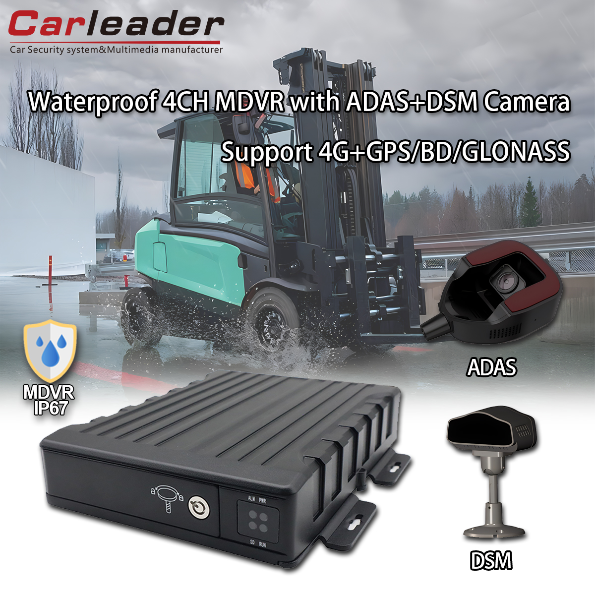 CARLEADER Αδιάβροχο 4CH SD Mobile DVR με κάμερα ADAS+DSM