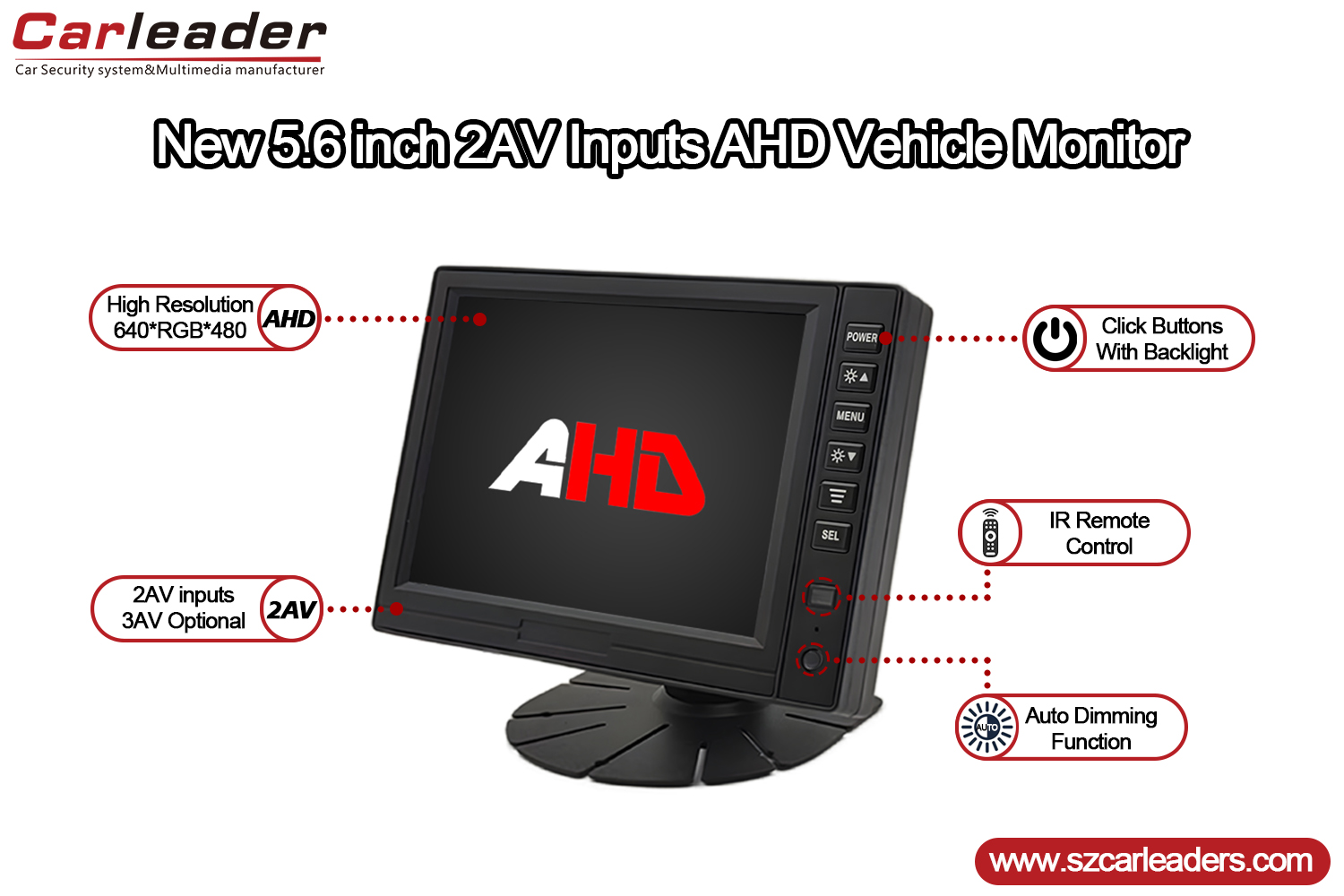 Οθόνη AHD με ψηφιακό πάνελ TFT LCD 5 ιντσών