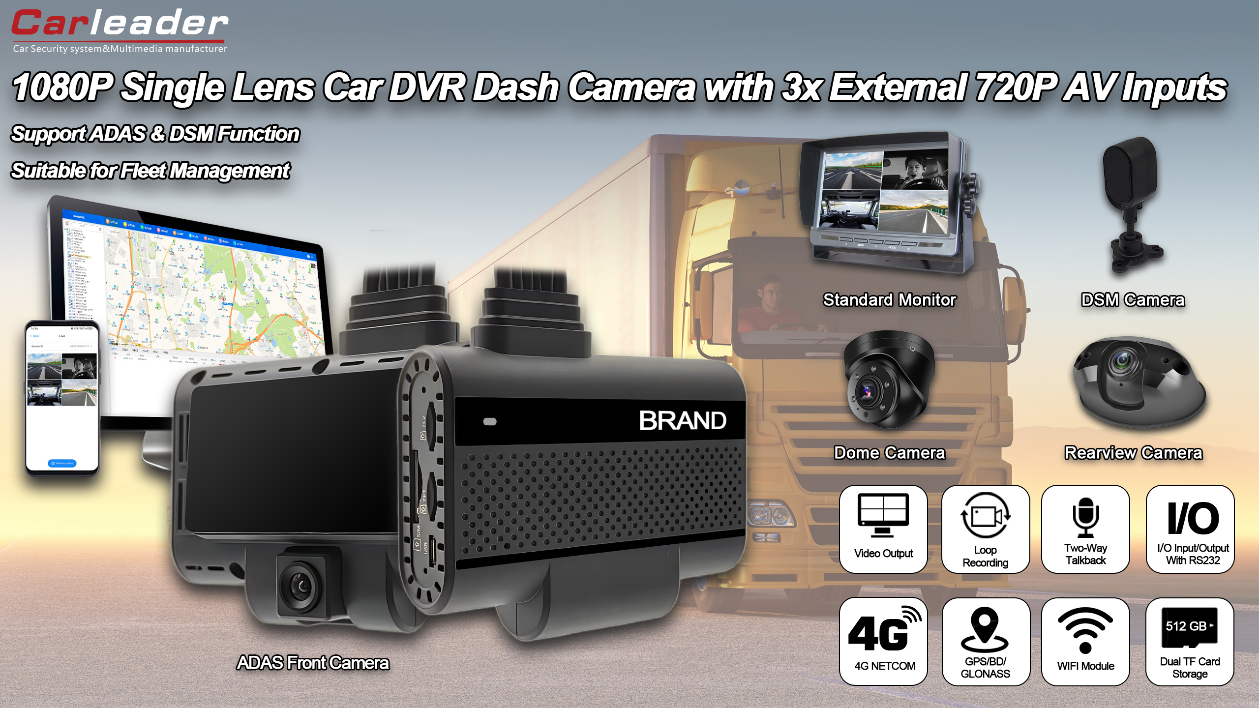Carleader 4ch DVR AI Dash Camera System για τη διαχείριση του στόλου