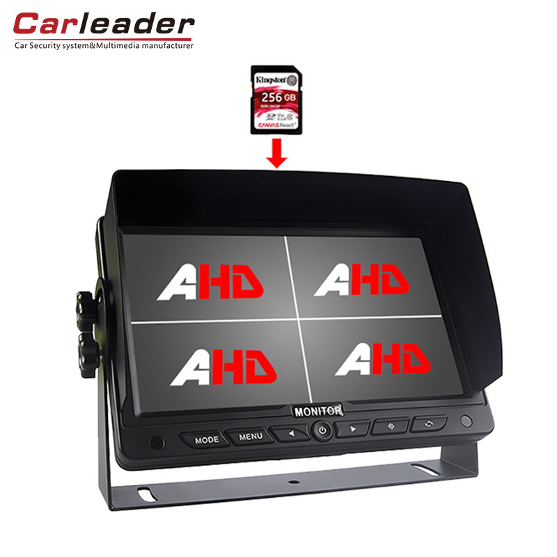 Carleader 7 ιντσών φορτηγό ενσωματωμένο HD Quad Split Monitor με λειτουργία εγγραφής DVR