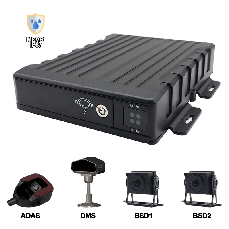 4CH IP67 Αδιάβροχο AI SD Mobile DVR Υποστήριξη ADAS+DMS+BSD