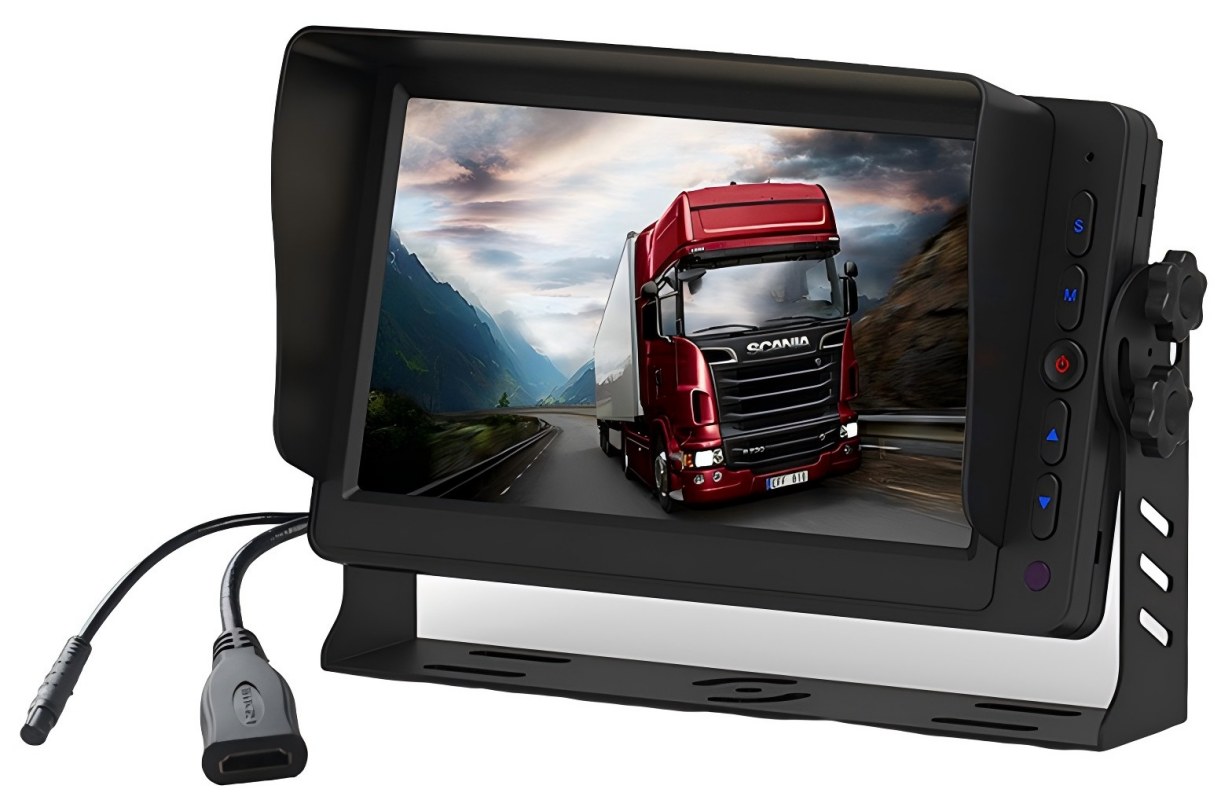 Οθόνη οχήματος HDMI 7 ιντσών με διπλές εισόδους AV, ανάστροφη σκανδάλη και ενσωματωμένο ηχείο